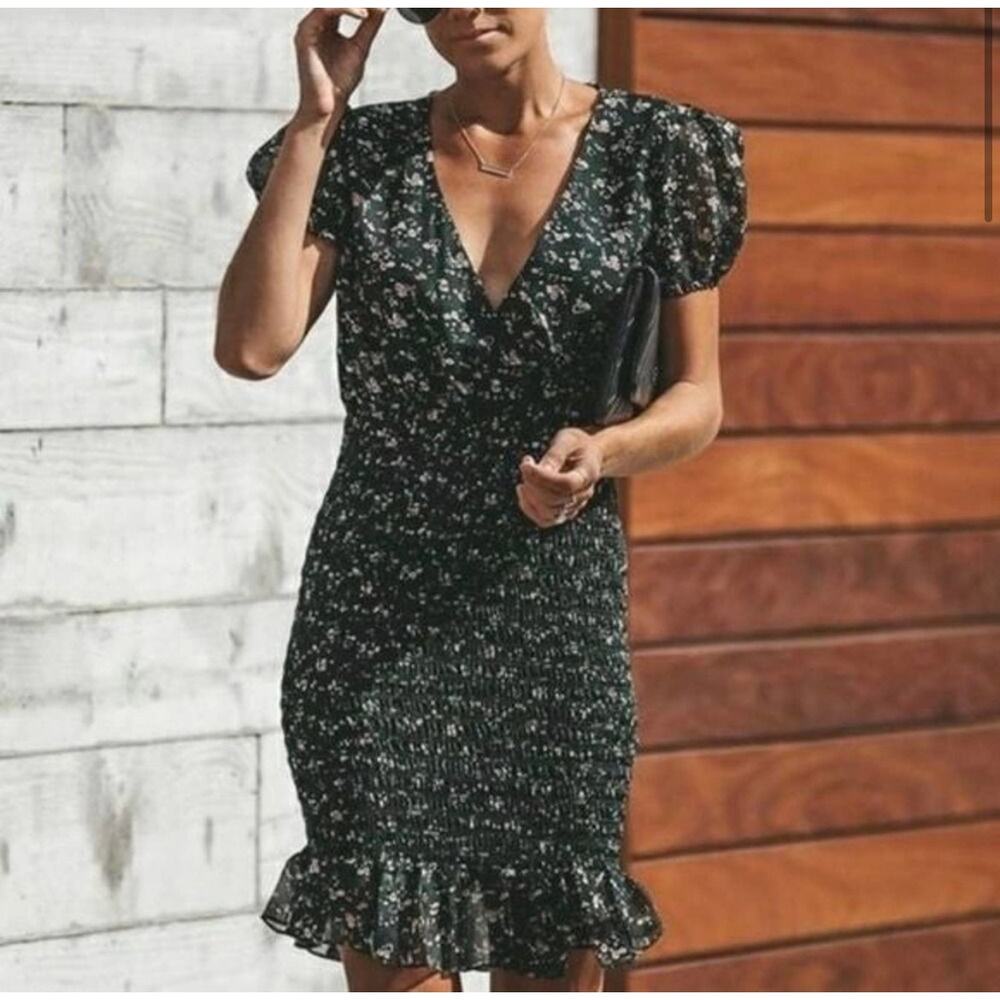 Lilyful Green Floral Mini Dress